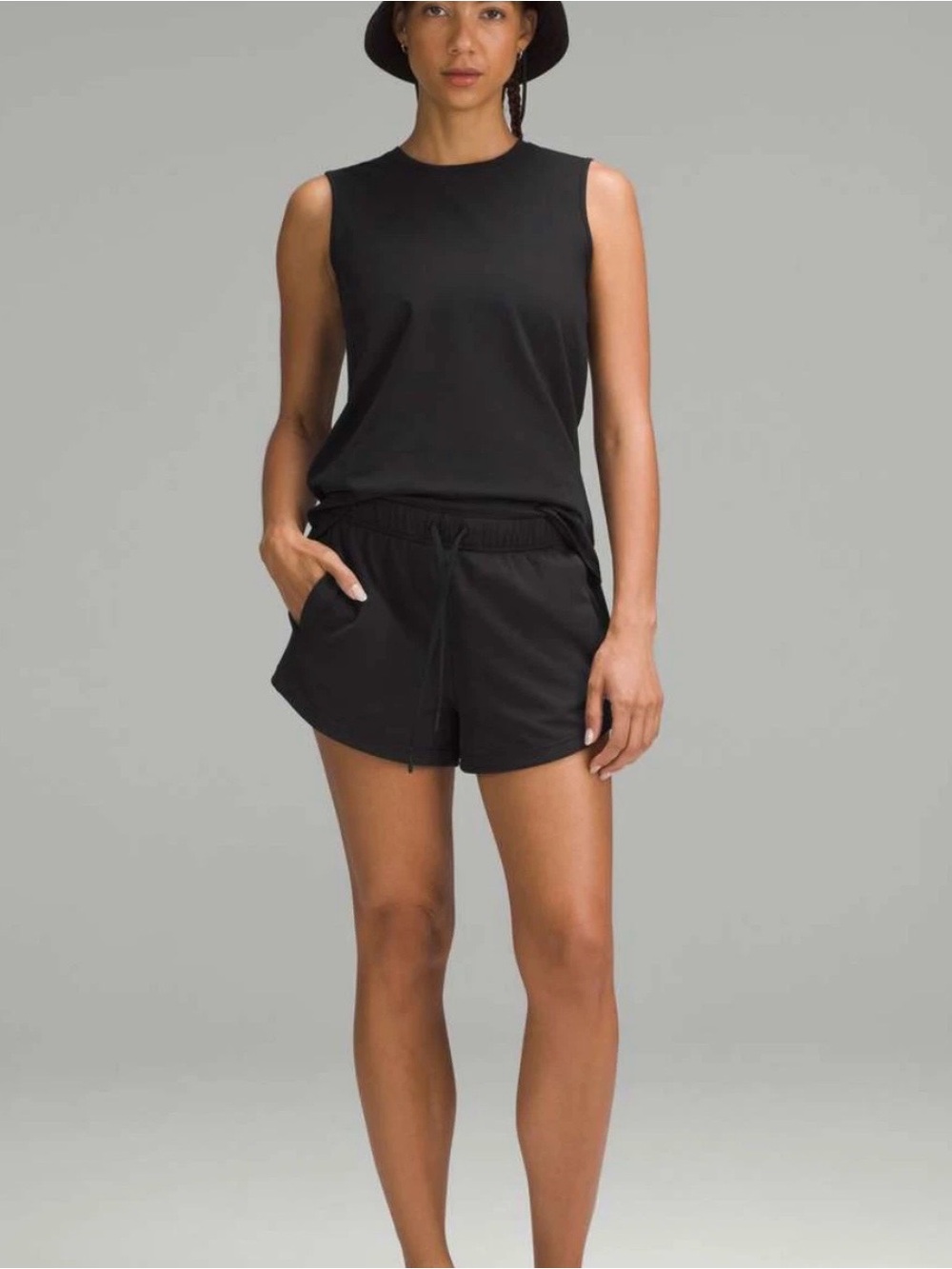 lululemon Organic Cotton  Black Sleeveless Active Crewneck Tank